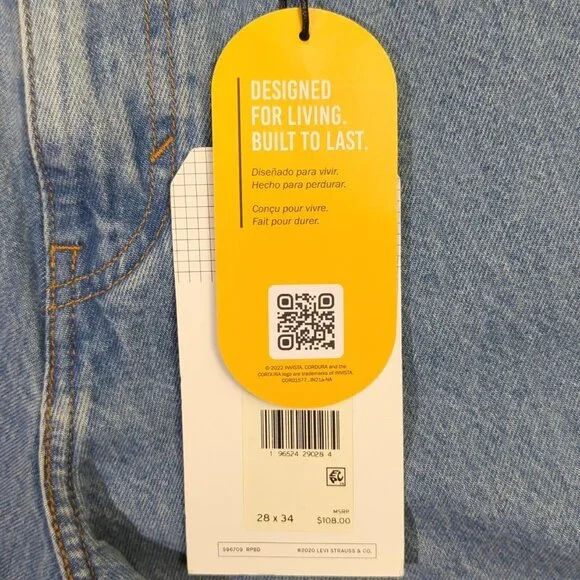 Levi's Jeans Men's 28x34 Blue Super Baggy Denim Cordura Drawstrings Retro NWT Jeans